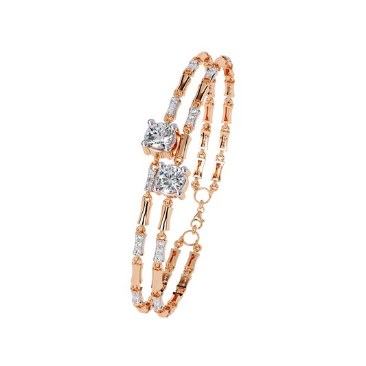 Twin Flame Round Diamond Bracelet