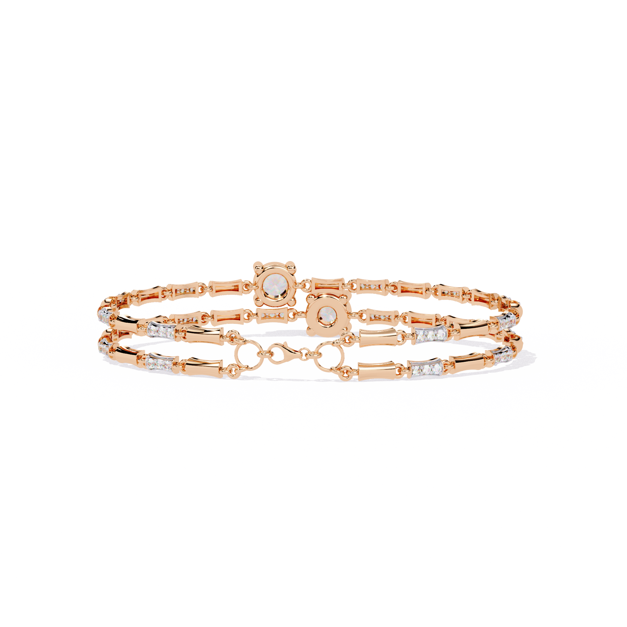 Twin Flame Round Diamond Bracelet