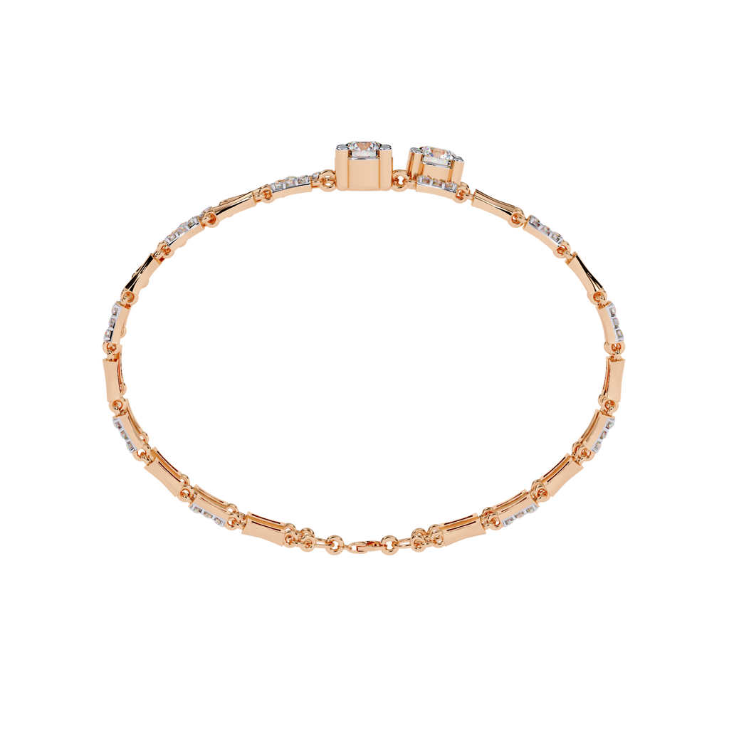Twin Flame Round Diamond Bracelet