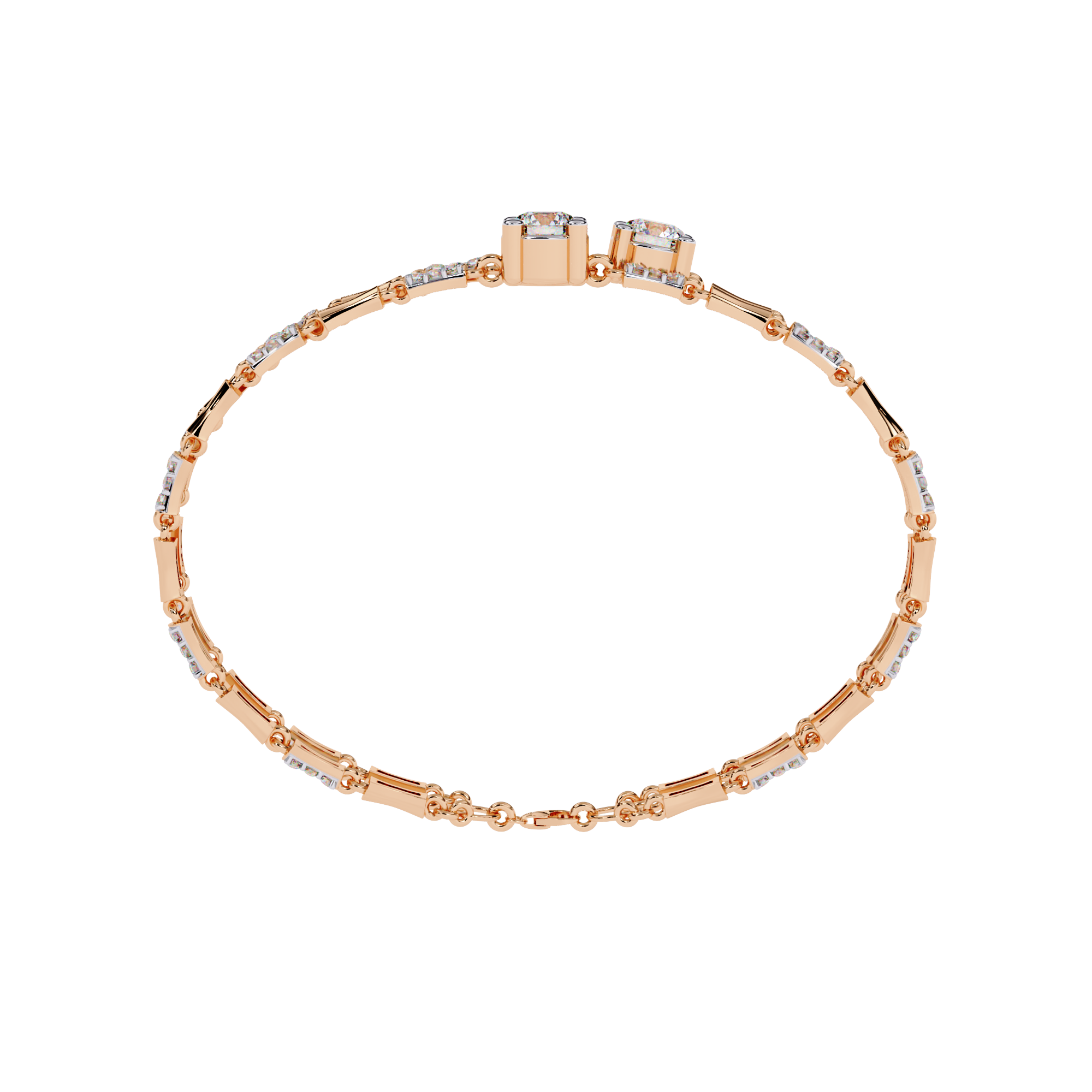 Twin Flame Round Diamond Bracelet