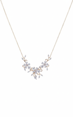 Gold Floral Cluster Necklace with Lab-Grown Diamonds